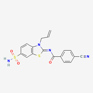 molecular formula C18H14N4O3S2 B2611898 (Z)-N-(3-allyl-6-sulfamoylbenzo[d]thiazol-2(3H)-ylidene)-4-cyanobenzamide CAS No. 865176-11-0