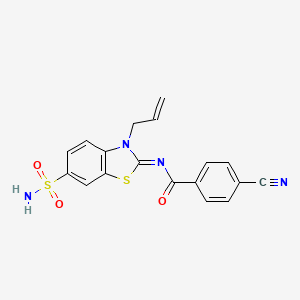 molecular formula C18H14N4O3S2 B2611898 (Z)-N-(3-烯丙基-6-磺酰胺基苯并[d]噻唑-2(3H)-亚甲基)-4-氰基苯甲酰胺 CAS No. 865176-11-0