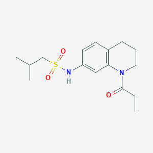 molecular formula C16H24N2O3S B2611899 2-甲基-N-(1-丙酰-1,2,3,4-四氢喹啉-7-基)丙烷-1-磺酰胺 CAS No. 946290-67-1