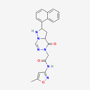 molecular formula C21H16N6O3 B2611909 N-(5-甲基-1,2-恶唑-3-基)-2-[2-(萘-1-基)-4-氧代-4H,5H-吡唑并[1,5-d][1,2,4]三嗪-5-基]乙酰胺 CAS No. 1326825-21-1