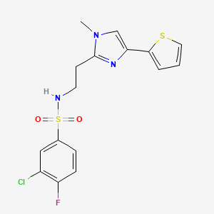 3-chloro-4-fluoro-N-(2-(1-methyl-4-(thiophen-2-yl)-1H-imidazol-2-yl)ethyl)benzenesulfonamide