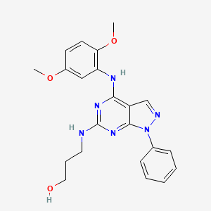 molecular formula C22H24N6O3 B2611926 3-({4-[(2,5-二甲氧基苯基)氨基]-1-苯基-1H-吡唑并[3,4-d]嘧啶-6-基}氨基)丙烷-1-醇 CAS No. 946297-64-9