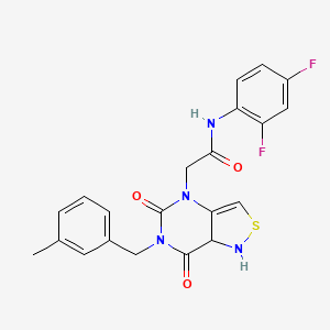molecular formula C21H16F2N4O3S B2611929 N-(2,4-difluorophenyl)-2-{6-[(3-methylphenyl)methyl]-5,7-dioxo-4H,5H,6H,7H-[1,2]thiazolo[4,3-d]pyrimidin-4-yl}acetamide CAS No. 2320545-45-5