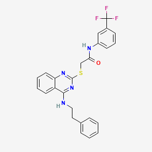 molecular formula C25H21F3N4OS B2611932 2-((4-(苯乙氨基)喹唑啉-2-基)硫代)-N-(3-(三氟甲基)苯基)乙酰胺 CAS No. 422532-53-4