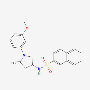 molecular formula C21H20N2O4S B2611933 N-[1-(3-甲氧基苯基)-5-氧代吡咯烷-3-基]萘-2-磺酰胺 CAS No. 896310-06-8