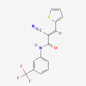 (E)-2-cyano-3-(thiophen-2-yl)-N-(3-(trifluoromethyl)phenyl)acrylamide