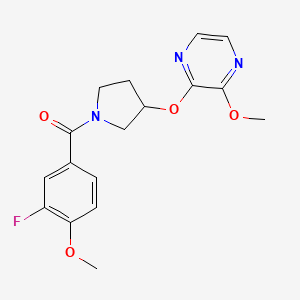 molecular formula C17H18FN3O4 B2611941 （3-氟-4-甲氧基苯基）（3-（（3-甲氧基吡嗪-2-基）氧基）吡咯烷-1-基）甲苯酮 CAS No. 2034254-42-5