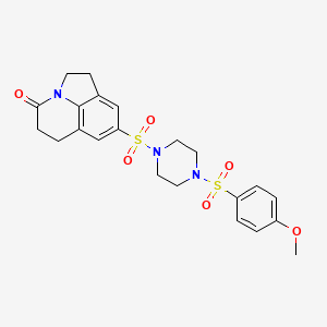 molecular formula C22H25N3O6S2 B2611944 8-((4-((4-甲氧基苯基)磺酰基)哌嗪-1-基)磺酰基)-5,6-二氢-1H-吡咯并[3,2,1-ij]喹啉-4(2H)-酮 CAS No. 932341-11-2