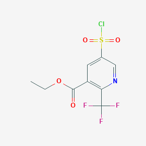 molecular formula C9H7ClF3NO4S B2611953 Ethyl 5-(chlorosulfonyl)-2-(trifluoromethyl)pyridine-3-carboxylate CAS No. 1803595-99-4