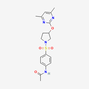 molecular formula C18H22N4O4S B2611956 N-(4-((3-((4,6-dimethylpyrimidin-2-yl)oxy)pyrrolidin-1-yl)sulfonyl)phenyl)acetamide CAS No. 2034476-02-1