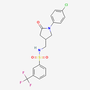N-((1-(4-chlorophenyl)-5-oxopyrrolidin-3-yl)methyl)-3-(trifluoromethyl)benzenesulfonamide
