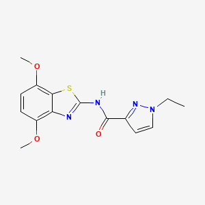 molecular formula C15H16N4O3S B2611961 N-(4,7-dimethoxybenzo[d]thiazol-2-yl)-1-ethyl-1H-pyrazole-3-carboxamide CAS No. 1170291-44-7