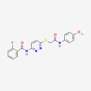 2-fluoro-N-(6-((2-((4-methoxyphenyl)amino)-2-oxoethyl)thio)pyridazin-3-yl)benzamide