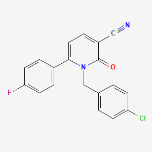 molecular formula C19H12ClFN2O B2611972 1-(4-Chlorobenzyl)-6-(4-fluorophenyl)-2-oxo-1,2-dihydro-3-pyridinecarbonitrile CAS No. 252027-09-1