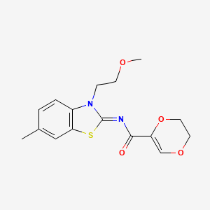 molecular formula C16H18N2O4S B2611979 (Z)-N-(3-(2-methoxyethyl)-6-methylbenzo[d]thiazol-2(3H)-ylidene)-5,6-dihydro-1,4-dioxine-2-carboxamide CAS No. 864975-08-6