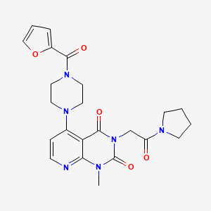 molecular formula C23H26N6O5 B2611986 5-(4-(呋喃-2-羰基)哌嗪-1-基)-1-甲基-3-(2-氧代-2-(吡咯烷-1-基)乙基)吡啶并[2,3-d]嘧啶-2,4(1H,3H)-二酮 CAS No. 1021123-75-0