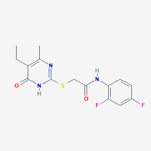 molecular formula C15H15F2N3O2S B2611994 N-(2,4-二氟苯基)-2-((5-乙基-4-甲基-6-氧代-1,6-二氢嘧啶-2-基)硫代)乙酰胺 CAS No. 899991-21-0