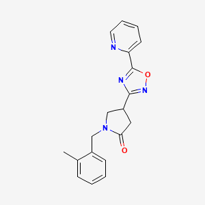 molecular formula C19H18N4O2 B2611998 1-(2-Methylbenzyl)-4-(5-(pyridin-2-yl)-1,2,4-oxadiazol-3-yl)pyrrolidin-2-one CAS No. 1170895-68-7