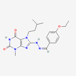 molecular formula C20H26N6O3 B2611999 8-[(2Z)-2-[(4-ethoxyphenyl)methylidene]hydrazinyl]-3-methyl-7-(3-methylbutyl)purine-2,6-dione CAS No. 376621-29-3