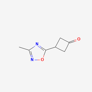 molecular formula C7H8N2O2 B2612007 3-(3-Methyl-1,2,4-oxadiazol-5-yl)cyclobutan-1-one CAS No. 1080636-56-1
