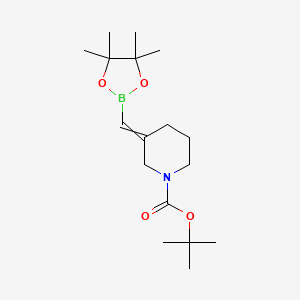 molecular formula C17H30BNO4 B2612021 Tert-butyl 3-[(4,4,5,5-tetramethyl-1,3,2-dioxaborolan-2-yl)methylene]piperidine-1-carboxylate CAS No. 2376764-47-3