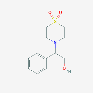 molecular formula C12H17NO3S B2612025 4-(2-Hydroxy-1-phenylethyl)-1lambda~6~,4-thiazinane-1,1-dione CAS No. 338749-33-0