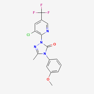 molecular formula C16H12ClF3N4O2 B2612028 2-[3-氯-5-(三氟甲基)吡啶-2-基]-4-(3-甲氧基苯基)-5-甲基-1,2,4-三唑-3-酮 CAS No. 860786-24-9