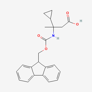 molecular formula C22H23NO4 B2612035 3-Cyclopropyl-3-(9H-fluoren-9-ylmethoxycarbonylamino)butanoic acid CAS No. 2137996-35-9