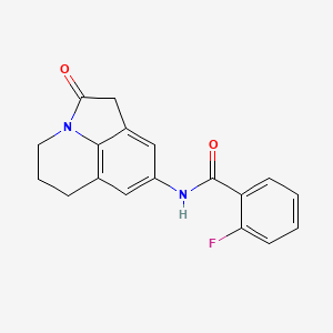 molecular formula C18H15FN2O2 B2612043 2-fluoro-N-(2-oxo-2,4,5,6-tetrahydro-1H-pyrrolo[3,2,1-ij]quinolin-8-yl)benzamide CAS No. 898410-66-7