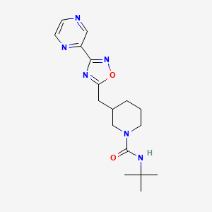 molecular formula C17H24N6O2 B2612046 N-(tert-butyl)-3-((3-(pyrazin-2-yl)-1,2,4-oxadiazol-5-yl)methyl)piperidine-1-carboxamide CAS No. 1706105-49-8
