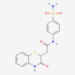 molecular formula C16H15N3O4S2 B2612048 2-(3-oxo-3,4-dihydro-2H-1,4-benzothiazin-2-yl)-N-(4-sulfamoylphenyl)acetamide CAS No. 101285-42-1
