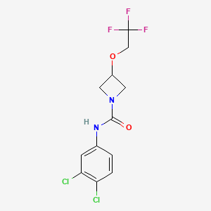 molecular formula C12H11Cl2F3N2O2 B2612050 N-(3,4-dichlorophenyl)-3-(2,2,2-trifluoroethoxy)azetidine-1-carboxamide CAS No. 2320422-01-1