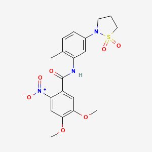molecular formula C19H21N3O7S B2612054 N-(5-(1,1-dioxidoisothiazolidin-2-yl)-2-methylphenyl)-4,5-dimethoxy-2-nitrobenzamide CAS No. 941949-08-2