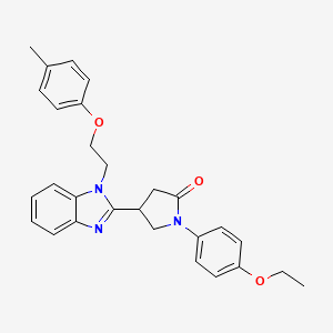 molecular formula C28H29N3O3 B2612055 1-(4-Ethoxyphenyl)-4-[1-[2-(4-methylphenoxy)ethyl]benzimidazol-2-yl]pyrrolidin-2-one CAS No. 874637-54-4