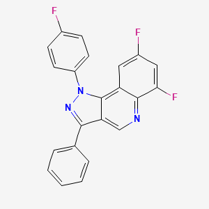molecular formula C22H12F3N3 B2612056 6,8-difluoro-1-(4-fluorophenyl)-3-phenyl-1H-pyrazolo[4,3-c]quinoline CAS No. 901264-42-4