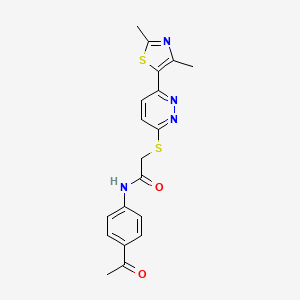 molecular formula C19H18N4O2S2 B2612063 N-(4-acetylphenyl)-2-((6-(2,4-dimethylthiazol-5-yl)pyridazin-3-yl)thio)acetamide CAS No. 894008-16-3
