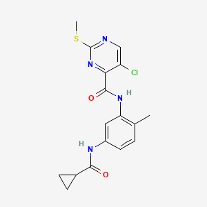 molecular formula C17H17ClN4O2S B2612065 5-chloro-N-(5-cyclopropaneamido-2-methylphenyl)-2-(methylsulfanyl)pyrimidine-4-carboxamide CAS No. 1210717-77-3