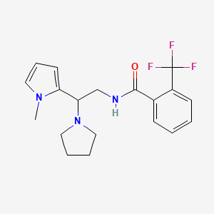 molecular formula C19H22F3N3O B2612079 N-(2-(1-methyl-1H-pyrrol-2-yl)-2-(pyrrolidin-1-yl)ethyl)-2-(trifluoromethyl)benzamide CAS No. 1049432-69-0