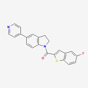 molecular formula C22H15FN2OS B2612090 (5-Fluorobenzo[b]thiophen-2-yl)(5-(pyridin-4-yl)indolin-1-yl)methanone CAS No. 2034375-84-1