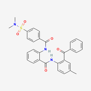 molecular formula C30H27N3O5S B2612091 N-(2-苯甲酰-4-甲苯基)-2-(4-(N,N-二甲基氨磺酰)苯甲酰氨基)苯甲酰胺 CAS No. 312750-32-6