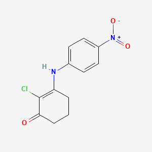 molecular formula C12H11ClN2O3 B2612093 2-氯-3-((4-硝基苯基)氨基)环己-2-EN-1-酮 CAS No. 1022597-48-3