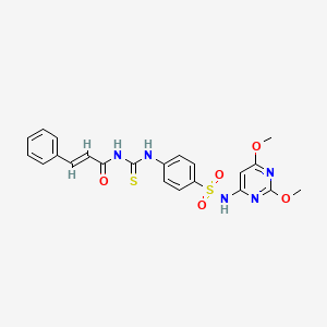 (2E)-N-({4-[(2,6-dimethoxypyrimidin-4-yl)sulfamoyl]phenyl}carbamothioyl)-3-phenylprop-2-enamide