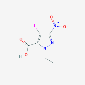 molecular formula C6H6IN3O4 B2612099 1-乙基-4-碘-3-硝基-1H-吡唑-5-羧酸 CAS No. 1354703-87-9