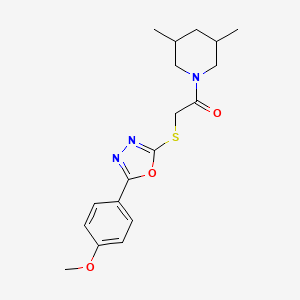 molecular formula C18H23N3O3S B2612100 1-({[5-(4-Methoxyphenyl)-1,3,4-oxadiazol-2-yl]thio}acetyl)-3,5-dimethylpiperidine CAS No. 850936-83-3