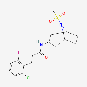 molecular formula C17H22ClFN2O3S B2612103 3-(2-chloro-6-fluorophenyl)-N-(8-(methylsulfonyl)-8-azabicyclo[3.2.1]octan-3-yl)propanamide CAS No. 2034304-19-1