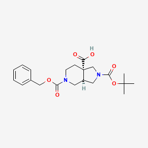 molecular formula C21H27N2O6 B2612106 (3aR,7aS)-5-((Benzyloxy)carbonyl)-2-(tert-butoxycarbonyl)octahydro-1H-pyrrolo[3,4-c]pyridine-7a-carboxylic acid CAS No. 1260594-17-9