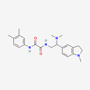 molecular formula C23H30N4O2 B2612121 N1-(2-(dimethylamino)-2-(1-methylindolin-5-yl)ethyl)-N2-(3,4-dimethylphenyl)oxalamide CAS No. 922090-16-2