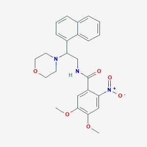 molecular formula C25H27N3O6 B2612133 4,5-dimethoxy-N-(2-morpholino-2-(naphthalen-1-yl)ethyl)-2-nitrobenzamide CAS No. 942011-67-8