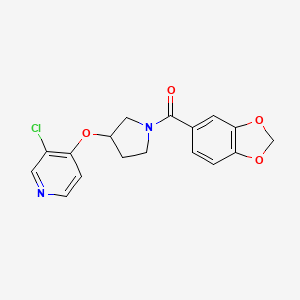 molecular formula C17H15ClN2O4 B2612137 Benzo[d][1,3]dioxol-5-yl(3-((3-chloropyridin-4-yl)oxy)pyrrolidin-1-yl)methanone CAS No. 2034447-30-6