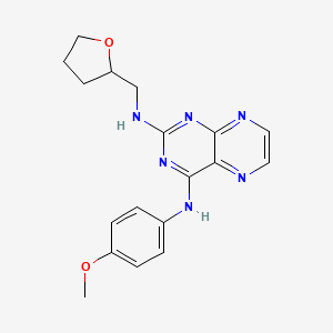 molecular formula C18H20N6O2 B2612148 (4-Methoxyphenyl){2-[(oxolan-2-ylmethyl)amino]pteridin-4-yl}amine CAS No. 946243-07-8